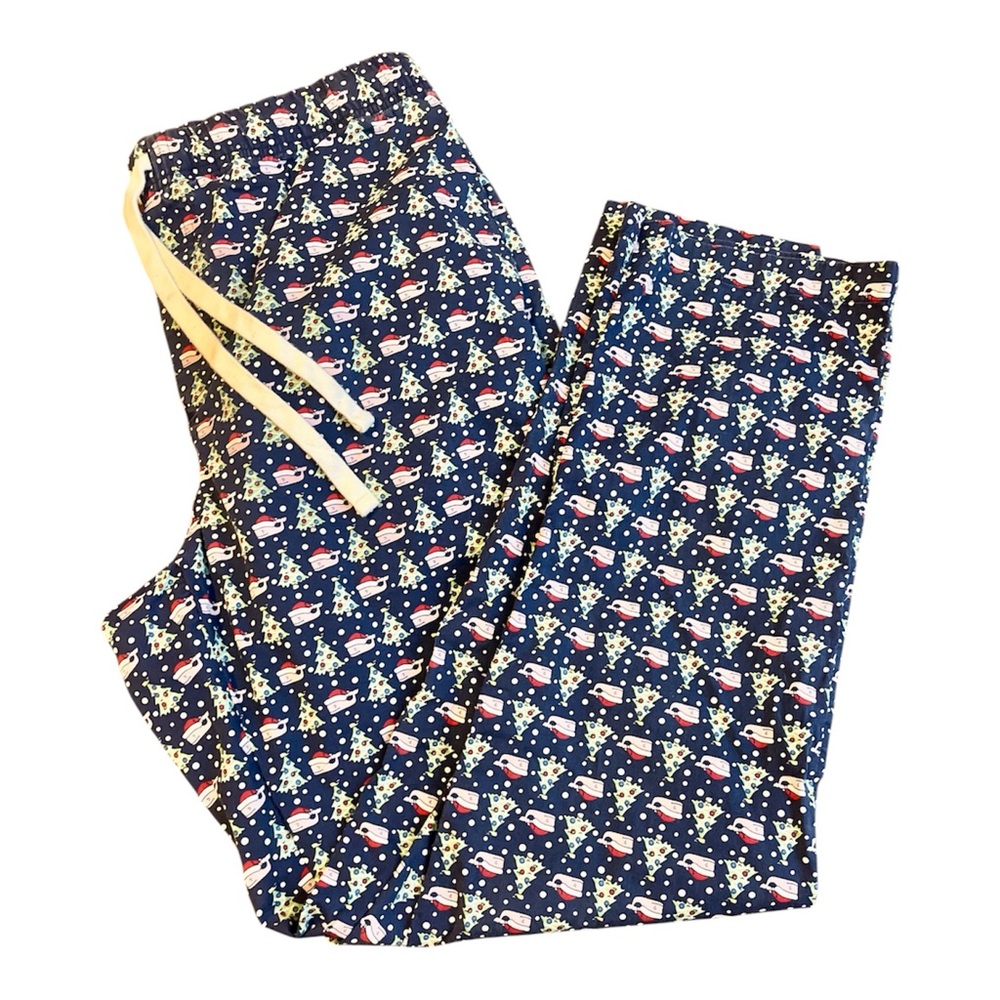 Vineyard Vines Men’s Navy Whale with Santa Hat Pajama Bottoms